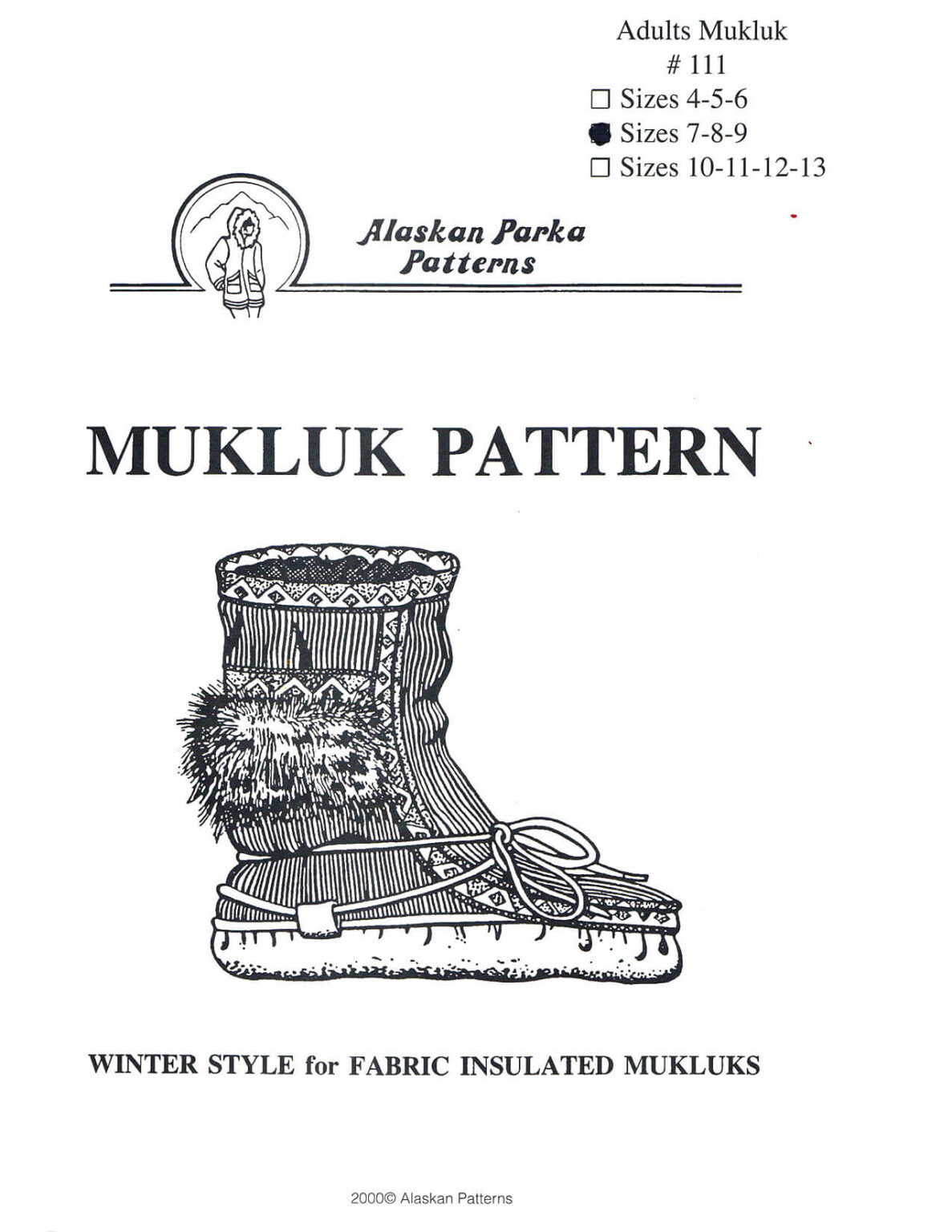 Adult Mukluk Patterns - Alaskan Patterns